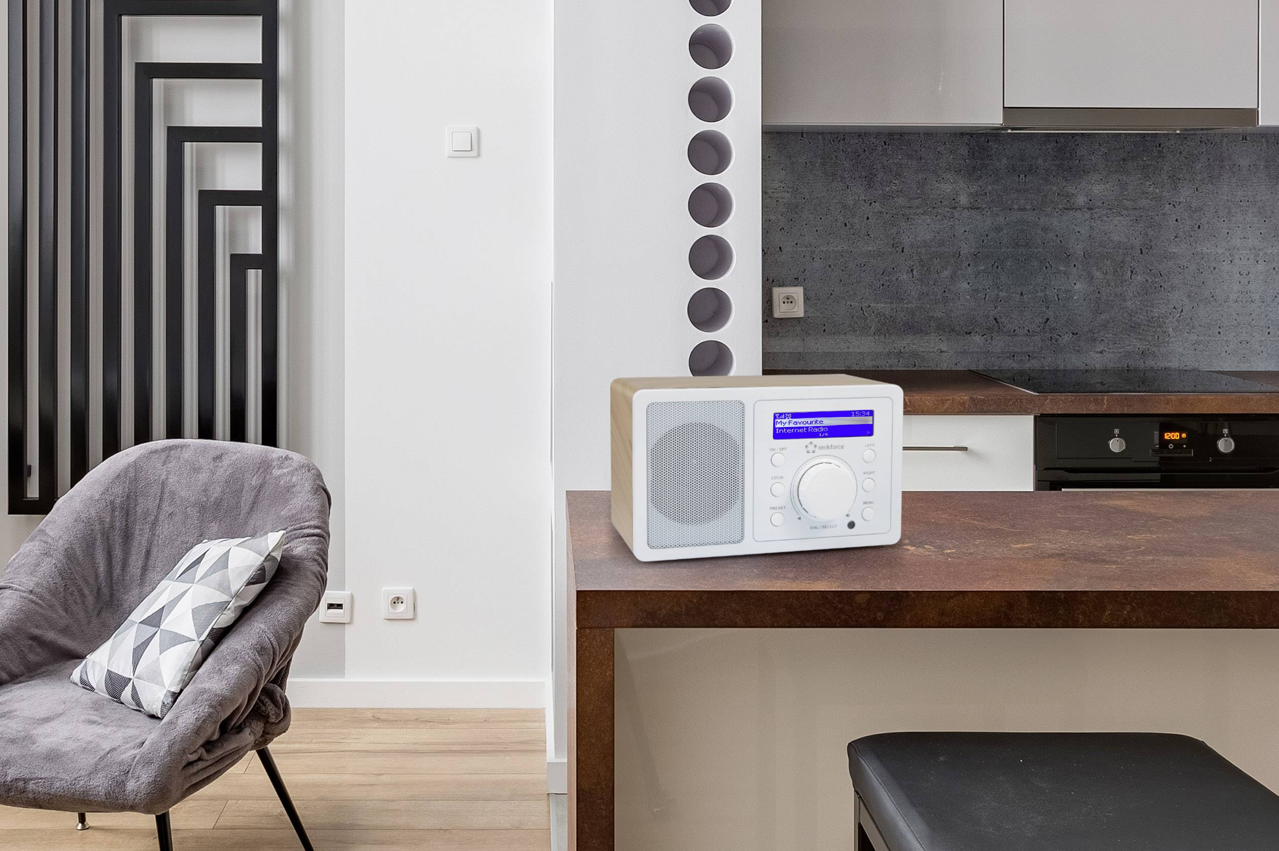 Renkforce RF-IR-MONO1 WOOD Internetradio Internet Bluetooth, AUX, Internetradio, WiFi, Internetradio Geschikt voor DLNA -5
