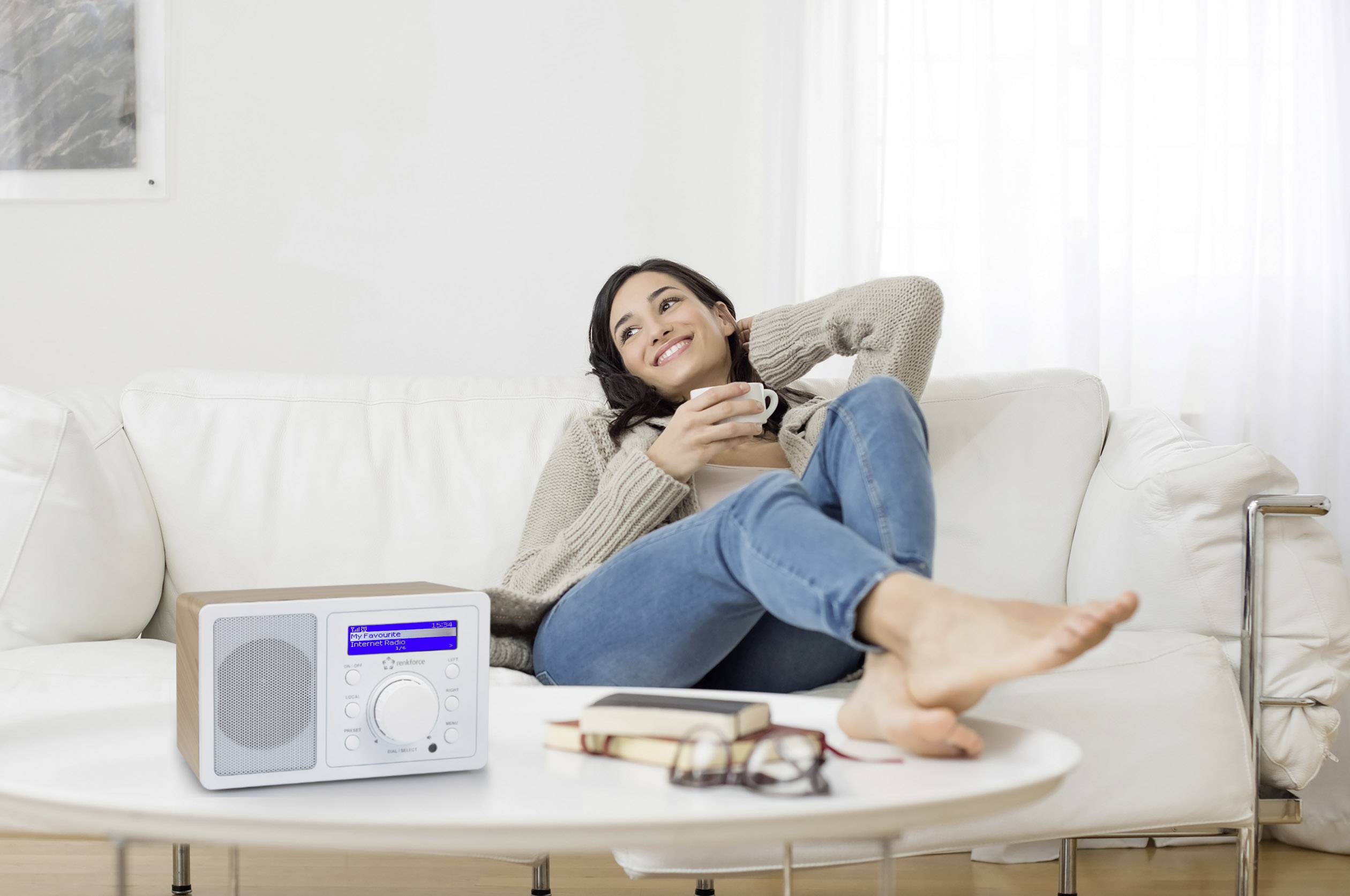 Renkforce RF-IR-MONO1 WOOD Internetradio Internet Bluetooth, AUX, Internetradio, WiFi, Internetradio Geschikt voor DLNA -6