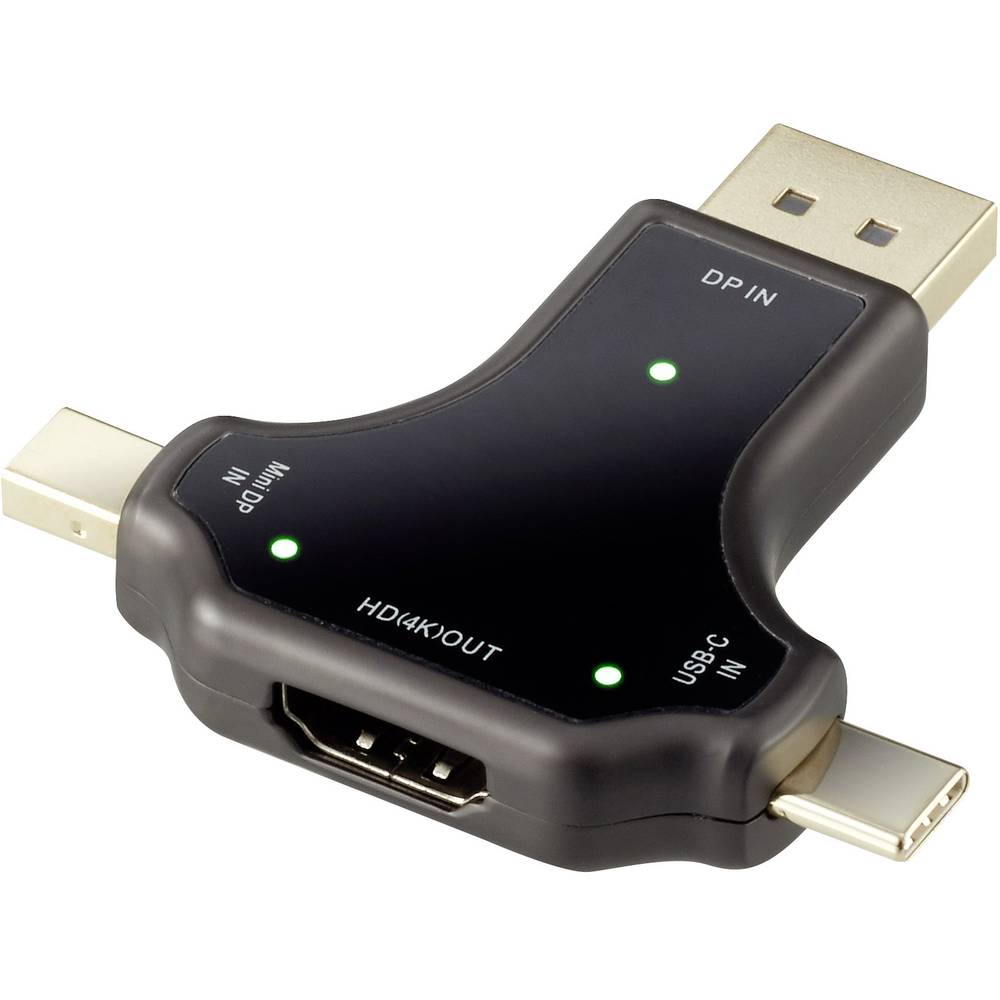 Renkforce RF-3846634 DisplayPort / HDMI Adapter [1x DisplayPort stekker, Mini-DisplayPort stekker, USB-C stekker - 1x H