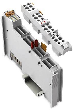 Afbeelding van een WAGO I/O-systeem met uitneembaar stekkermodule, weergegeven in profiel, geschikt voor industriële automatiseringssystemen.