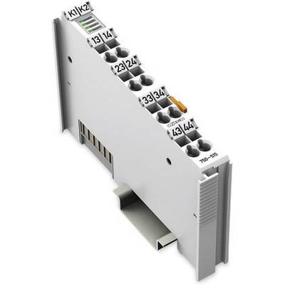 Smalle, rechthoekige elektronische aansluitklem met meerdere genummerde aansluitplaatsen voor kabelverbindingen, zijdelingse montagespoor