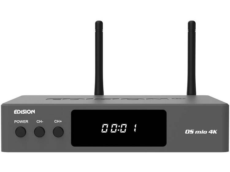EDISION OS MIO 4K S2X + T2-C DVB-S2-T-T2-C combo-receiver Geschikt voor WiFi, Ethernetaansluiting, L