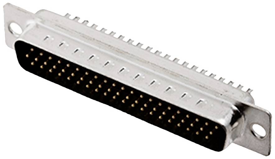 Een D-Sub-connector met 50 pinnen, gebruikt voor gegevensoverdracht in elektronische apparaten.
