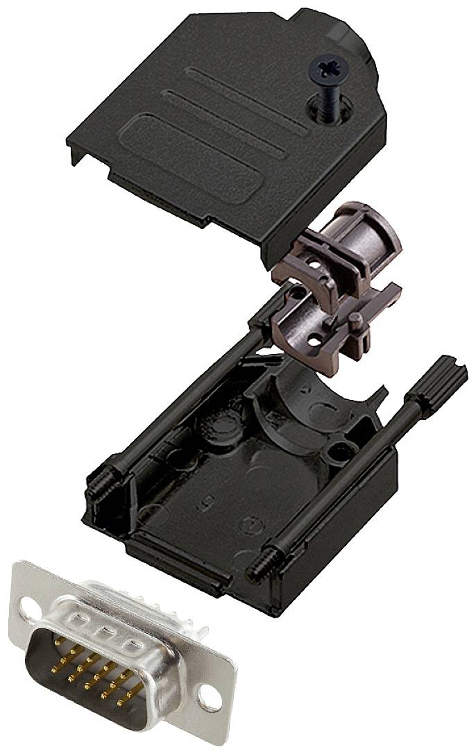 encitech DTZK09-BK-HDP15-W-K 6355-8102-01 D-sub male connectorset 180 ° Aantal polen: 15 Soldeerkelk 1 stuk(s)
