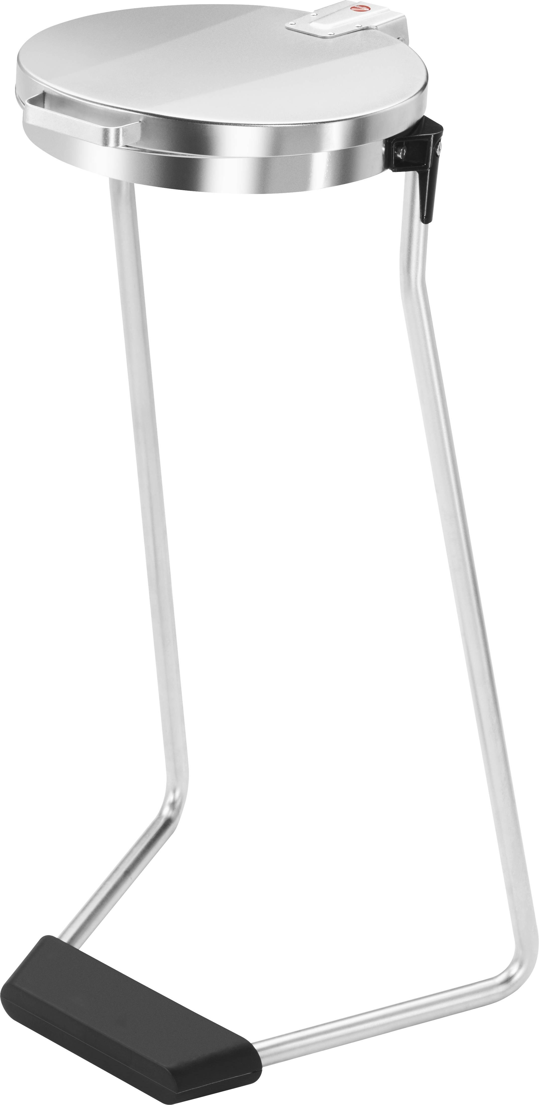 Een metalen staande asbak met een rond deksel en een smal, middelmatig hoog onderstel.