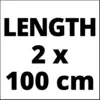 'Lengte 2 x 100 cm' staat in vette, zwarte letters op een witte achtergrond.