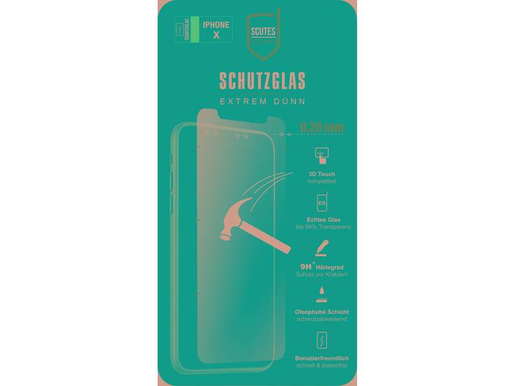 Scutes Deluxe Schutzglas 0,20, IP X Screenprotector (glas) Apple iPhone X 1 stuks