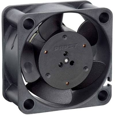 Een zwarte computerventilator met vier bladen en een kenmerkende, robuuste constructie, geschikt voor koeling in elektronische apparaten.