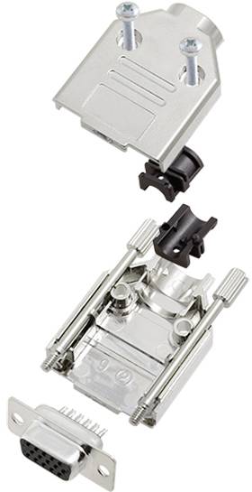 TRU COMPONENTS TCDTPKM09HDS15K 7709164-SR D-sub female connectorset 180 ° Aantal polen: 15 Soldeerkelk 1 stuk(s)
