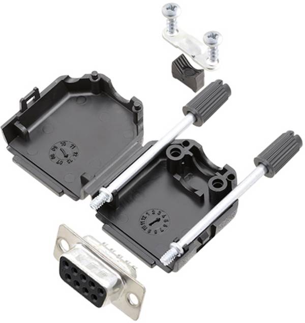 TRU COMPONENTS TCDPPK09BKDMSK 7709028K D-sub female connectorset 180 ° Aantal polen: 9 Soldeerkelk 1 stuk(s)