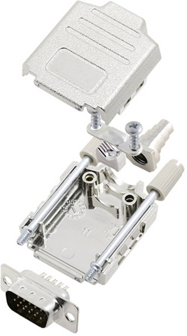 TRU COMPONENTS TCDPPK09MHDP15K 7709668 D-sub male connectorset 180 ° Aantal polen: 15 Soldeerkelk 1 stuk(s)