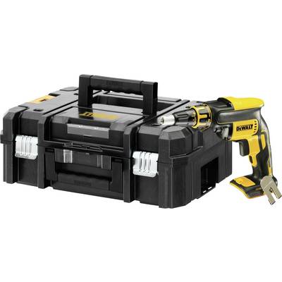 Zwarte transportkoffer met metalen sluitingen, naast een geel-zwarte accuschroefmachine. Beide lijken stevig en geschikt voor bouwplaatsen.