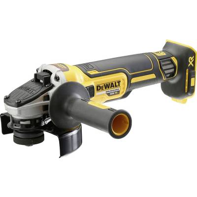 Accu-haakse slijper van DeWalt, model 18V XR, met zwart en geel design, handgreep en beschermkap.