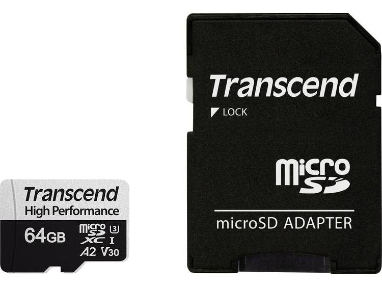 Transcend Premium 330S microSDXC-kaart 64 GB Class 10, UHS-I, UHS-Class 3, v30 Video Speed Class A2-