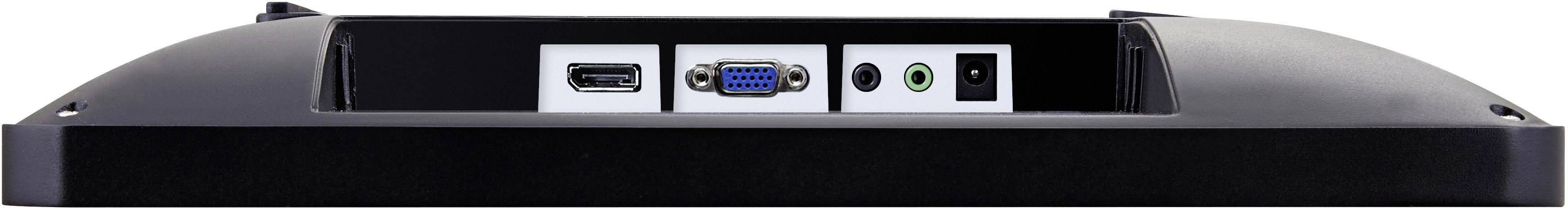 Achterkant van een monitor met HDMI-, VGA-, audio- en stroomaansluitingen.