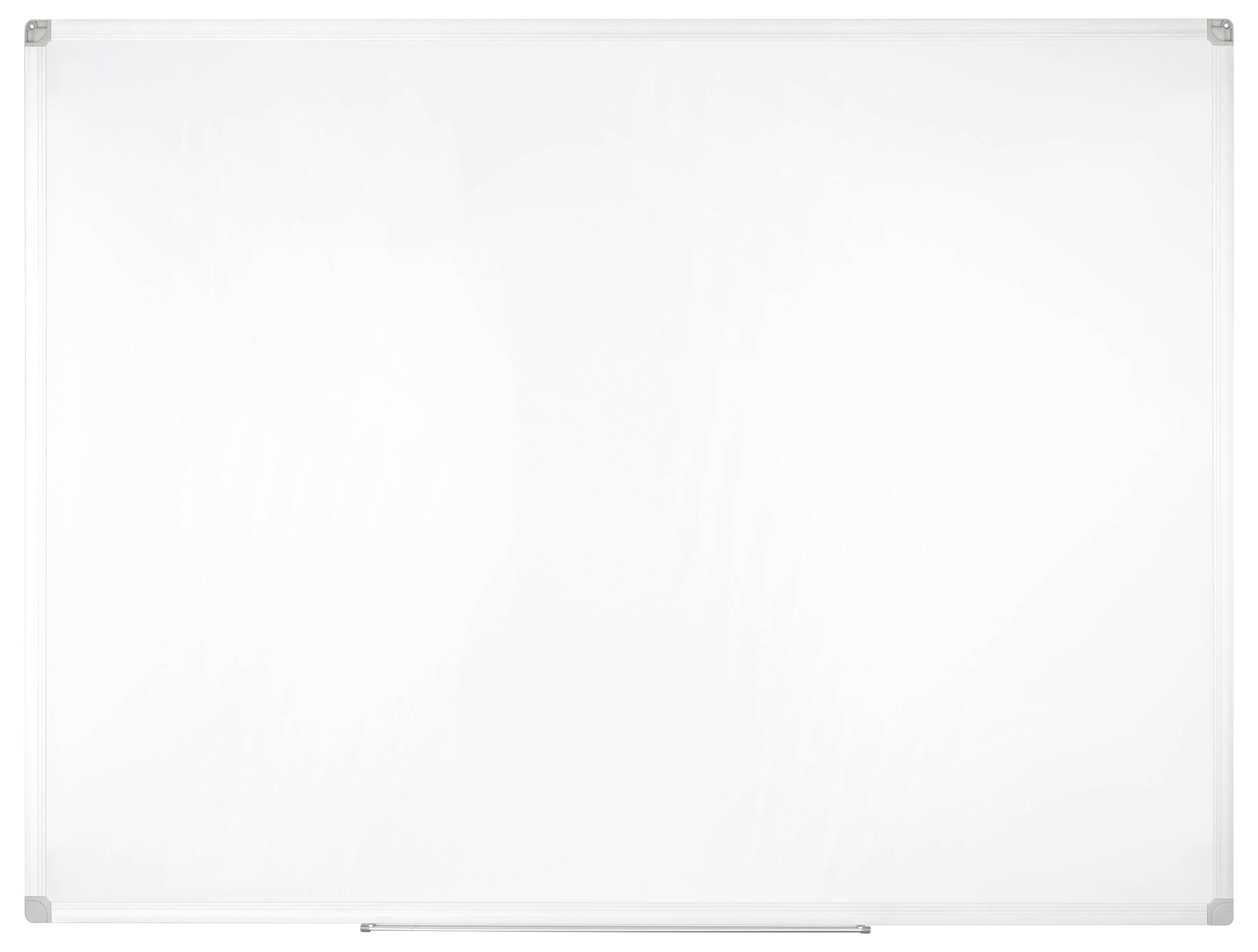 Leeg whiteboard met een smal, zilverkleurig frame.