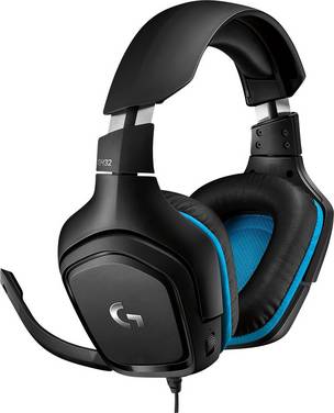 Logitech Gaming G432 Over Ear headset  Kabel 7.1 Surround Zwart, Blauw  Volumeregeling, Microfoon uitschakelbaar (mute) Gamen