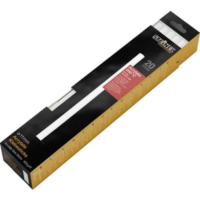 Verpakking met opschrift 'Steinel Lijmsticks', 20 stuks, heldere acryllijm, Ø11mm, geschikt voor temperaturen tot 200°C.
