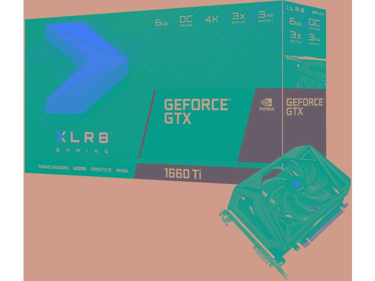 Videokaart PNY Nvidia GeForce GTX1660 Ti XLR8 Gaming OC 6 GB GDDR6-RAM PCIe x16 HDMI, DisplayPort, D
