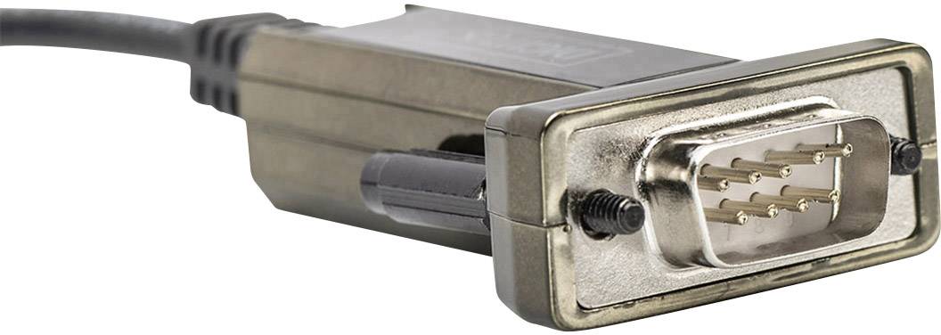 Seriële RS-232-stekker met meerdere metalen pinnen, geschikt voor gegevensoverdracht. Verbindt apparaten zoals computers en modems.