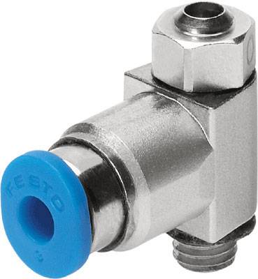 Metalen pneumatische klep met blauwe aansluiting, rechthoekige vorm, gebruikt voor het regelen van de luchtstroom in persluchtinstallaties.