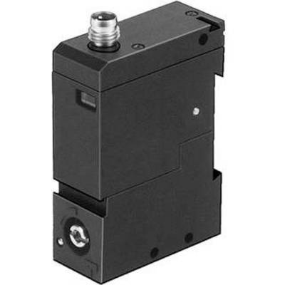 Compacte zwarte kunststof component met een steekverbinding bovenaan en bevestigingsmechanismen aan de zijkant, mogelijk bedoeld voor industriële toepassingen.