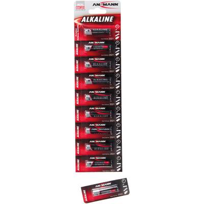 'Ansmann Alkaline Batterijen, 10-pack. Geschikt voor verschillende apparaten. Met houdbaarheidsdatum 2027.'