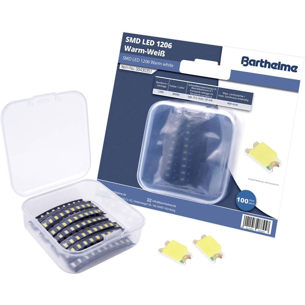 Barthelme SMD-LED-set 1206 Warm-wit 400 mcd 120 ° 20 mA 3 V Bulk