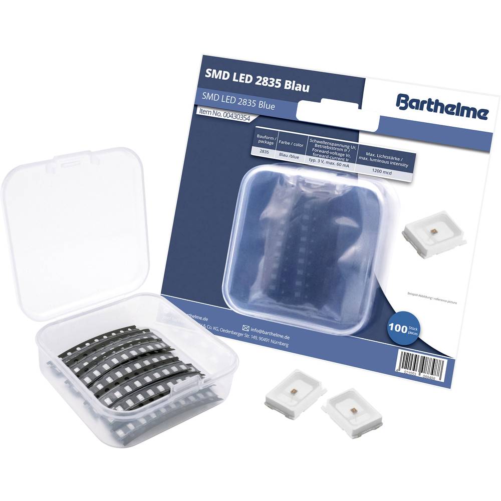 Barthelme SMD-LED-set 2835 Blauw 1200 mcd 120 ° 60 mA 3 V Bulk