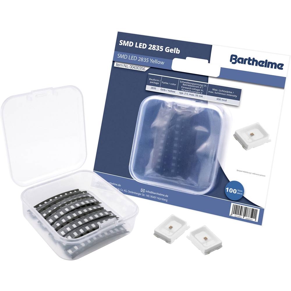 Barthelme SMD-LED-set 2835 Geel 650 mcd 120 ° 55 mA 2 V Bulk
