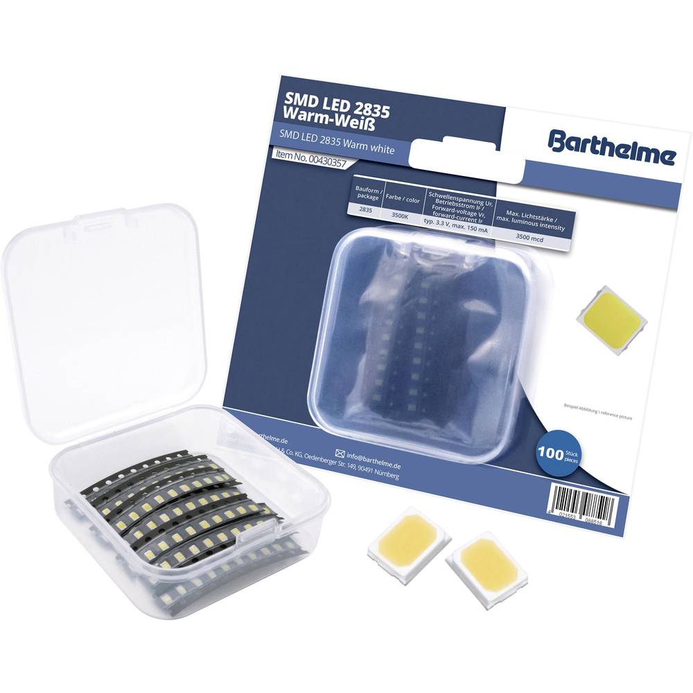 Barthelme SMD-LED-set 2835 Warm-wit 3000 mcd 120 ° 150 mA 3.3 V Bulk