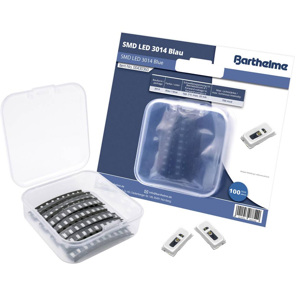 Barthelme SMD-LED-set 3014 Blauw 700 mcd 120 ° 20 mA 3 V Bulk