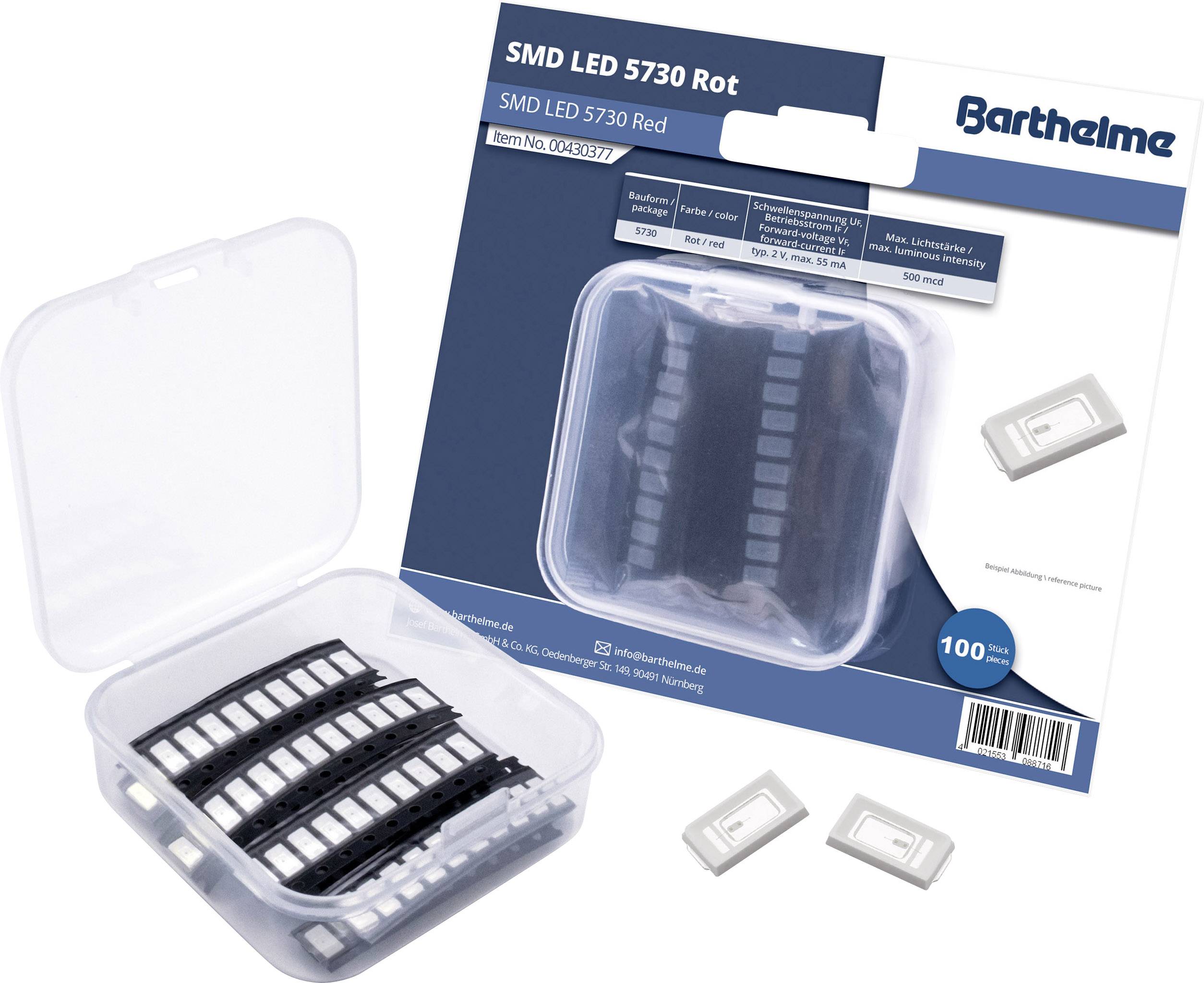 Barthelme SMD-LED-set 5730 Rood 500 mcd 120 ° 55 mA 2 V 100 stuk(s) Bulk-0