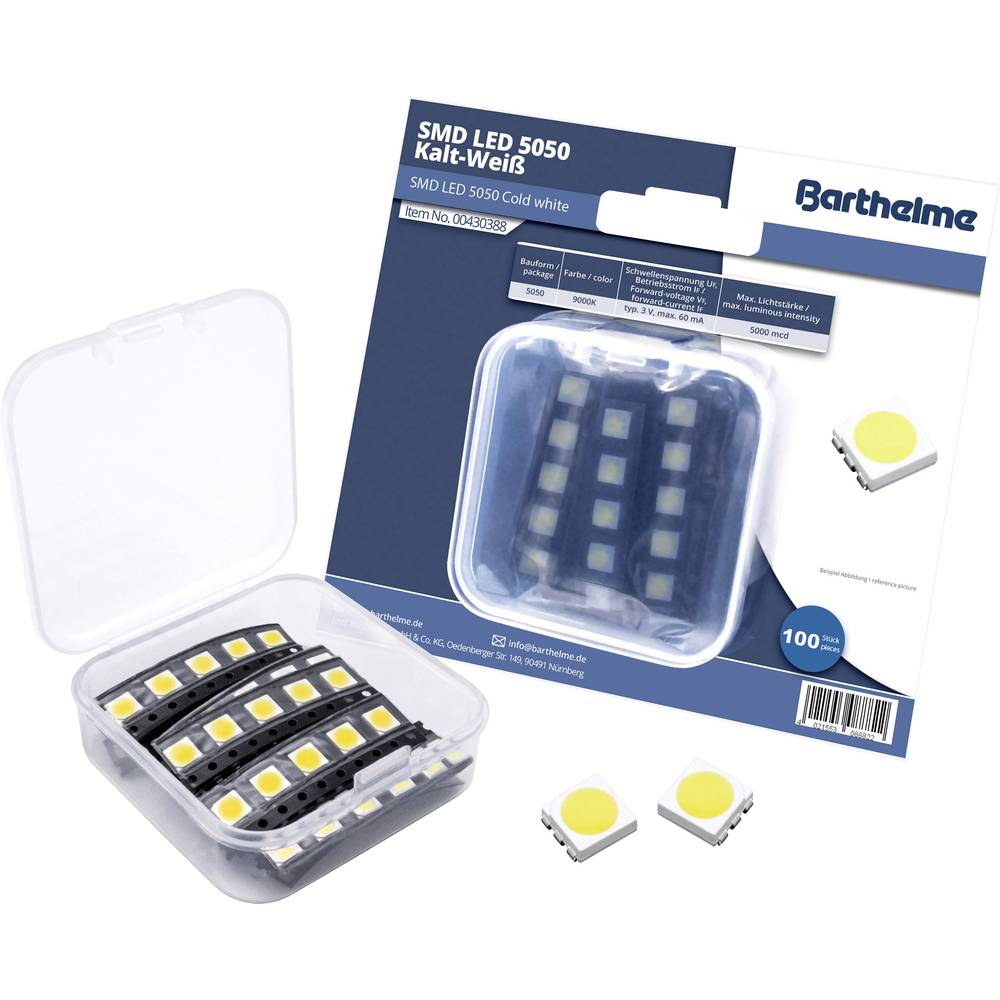 Barthelme SMD-LED-set 5050 Koud-wit 7000 mcd 120 ° 60 mA 3 V Bulk