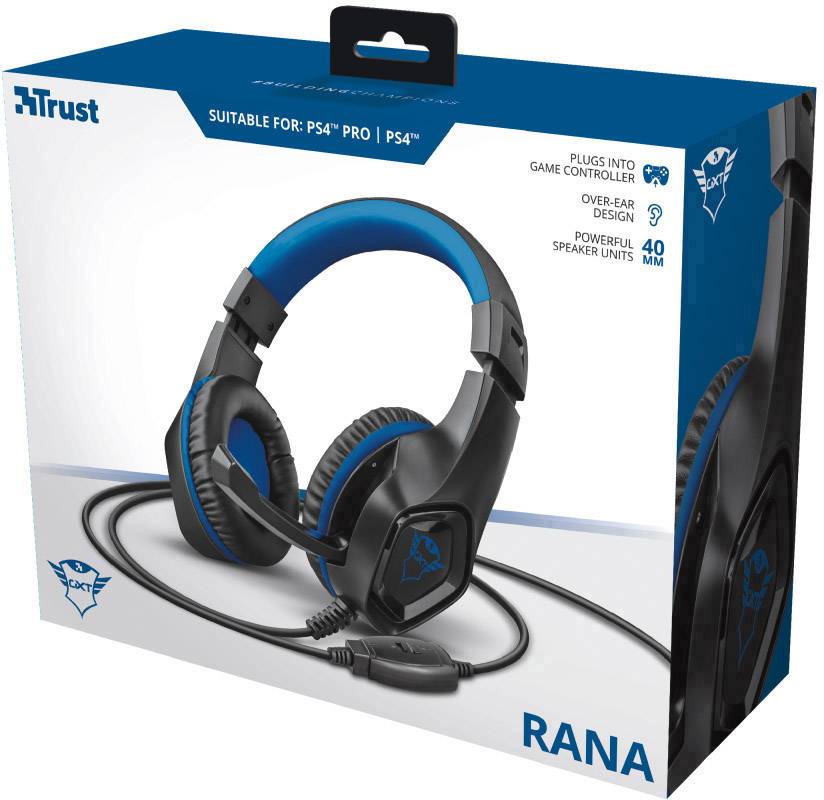 Trust GXT404B Rana Over Ear headset Kabel Stereo Zwart, Blauw Ruisonderdrukking (microfoon) Volumeregeling, Microfoon ui-6