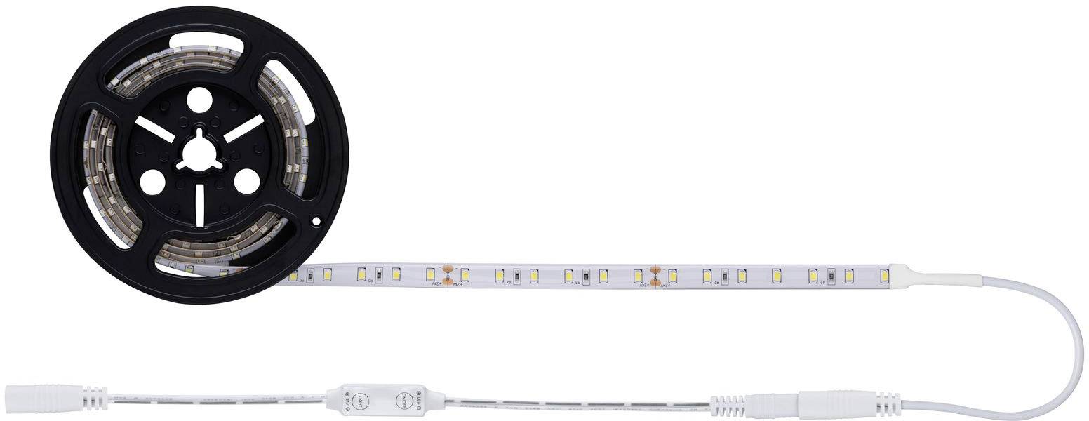 Afbeelding van een opgerolde LED-lichtstrip met aangesloten kabel.