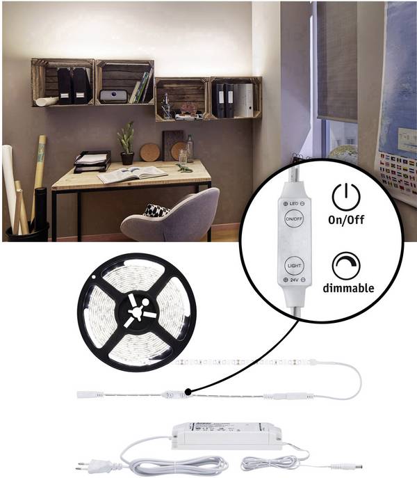 Paulmann SimpLED 78960 LED-strip complete set Met connector (male) 24 V 5 m Neutraalwit Piece 1 stuk(s)