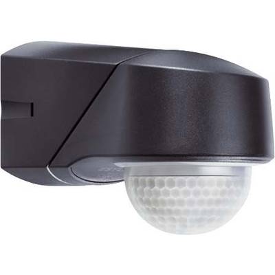 Zwarte bewegingsmelder met een halfbolvormige sensor aan de onderkant, geschikt voor het detecteren van beweging in een specifiek gebied.