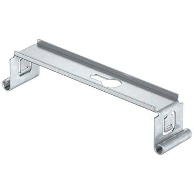 Metalen drager met een centraal gat en gebogen uiteinden voor bevestiging. Robuust en functioneel voor bouwkundige toepassingen.