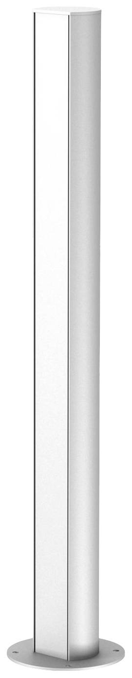 Een slanke, verticale aluminium zuil met een ronde basis, mogelijk geschikt voor decoratieve doeleinden of als ruimteverdeler.