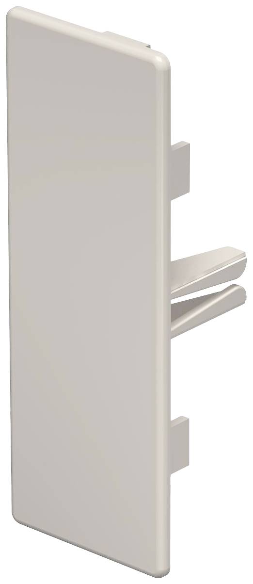Kunststof afdekplaat in rechthoekige vorm, beige, voor het afdekken van aansluitingen of poorten op technische apparaten.