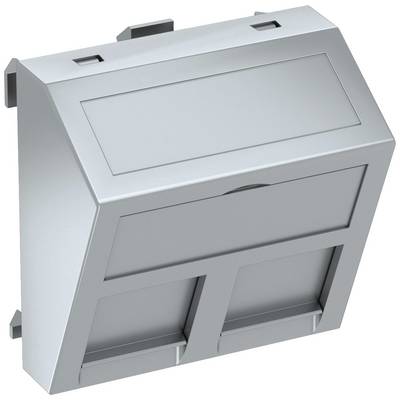 Schuin gemonteerde metalen behuizing met twee rechthoekige kleppen aan de onderzijde, waarschijnlijk bestemd voor elektrotechnische toepassingen.