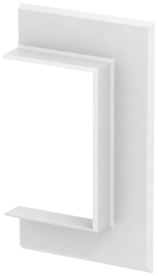 Een modern, rechthoekig, wit wandrek met twee smalle legplanken.