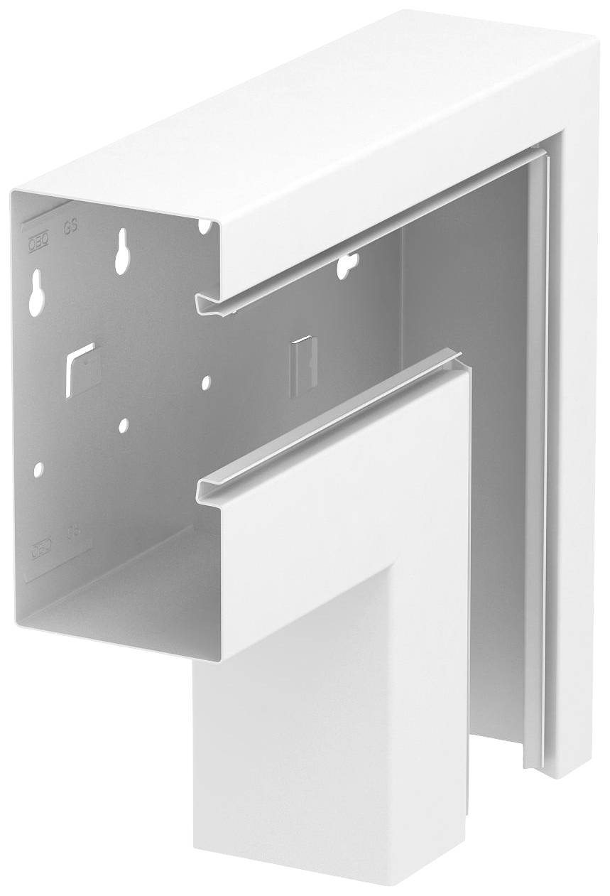 L-vormige metalen frame met rechthoekige doorsnede, voornamelijk in het wit. Hij vertoont montage-openingen en is geschikt voor structurele verbindingen.