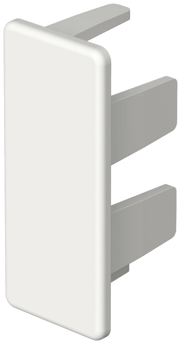 Witte kunststof hoekverbinding met twee lange, afgeronde pinnen voor stabilisatie in meubelconstructies.