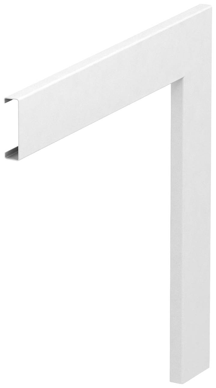 Wit, rechthoekig aluminiumprofiel dat in een rechte hoek is gebogen, meer specifiek in L-vorm in doorsnede.