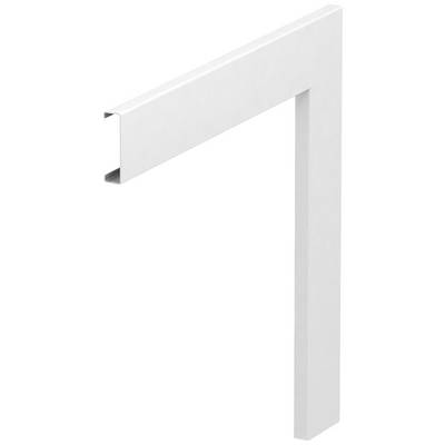 Wit, rechthoekig aluminiumprofiel dat in een rechte hoek is gebogen, meer specifiek in L-vorm in doorsnede.