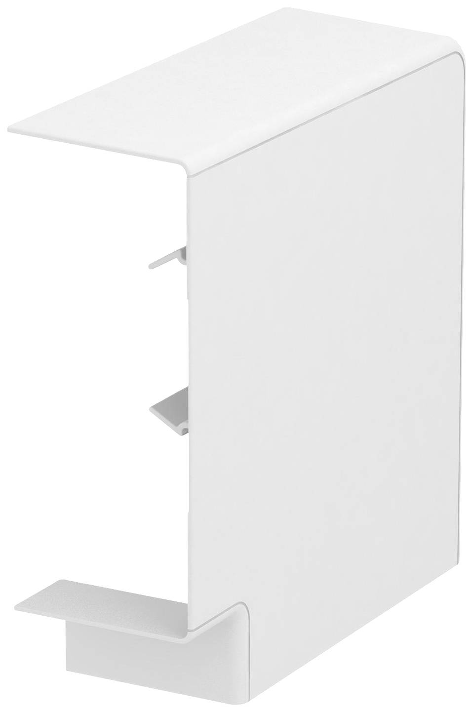 Wit, rechthoekig onderdeel met zijdelingse afdekkingen, mogelijk deel van een groter mechanisch of technisch systeem.