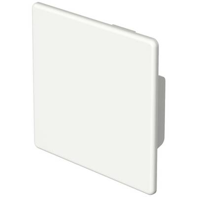 Een vierkakige, witte wandschakelaar zonder zichtbare knoppen of markeringen.