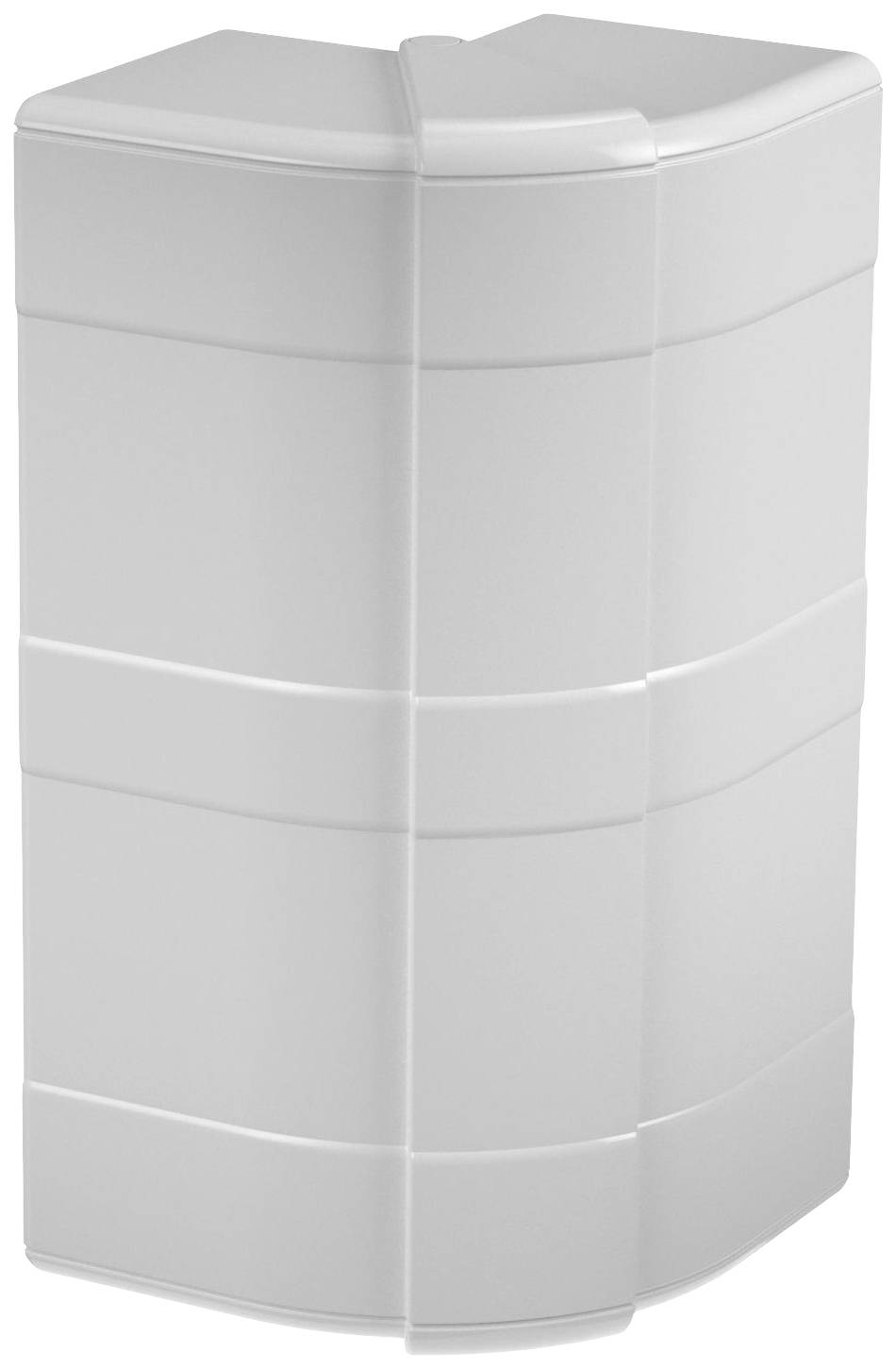 Een rechthoekige, witte watertank met afgeronde hoeken en horizontale ribbels, geschikt voor de opslag van vloeistoffen.